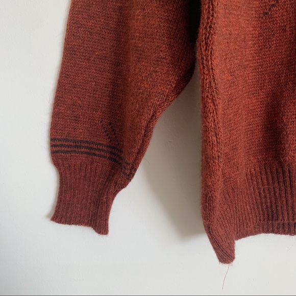 Maroon Vintage Westbury Abstract Shape Wool Alpaca Blend Crewneck Sweater XL - Picture 4 of 8